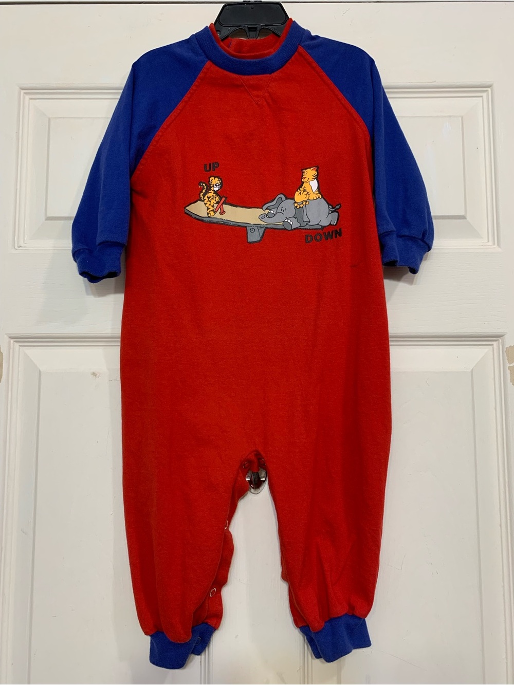 Vintage Playful Animals “Up & Down” See Saw Red Blue 24mon Jumper.          4050